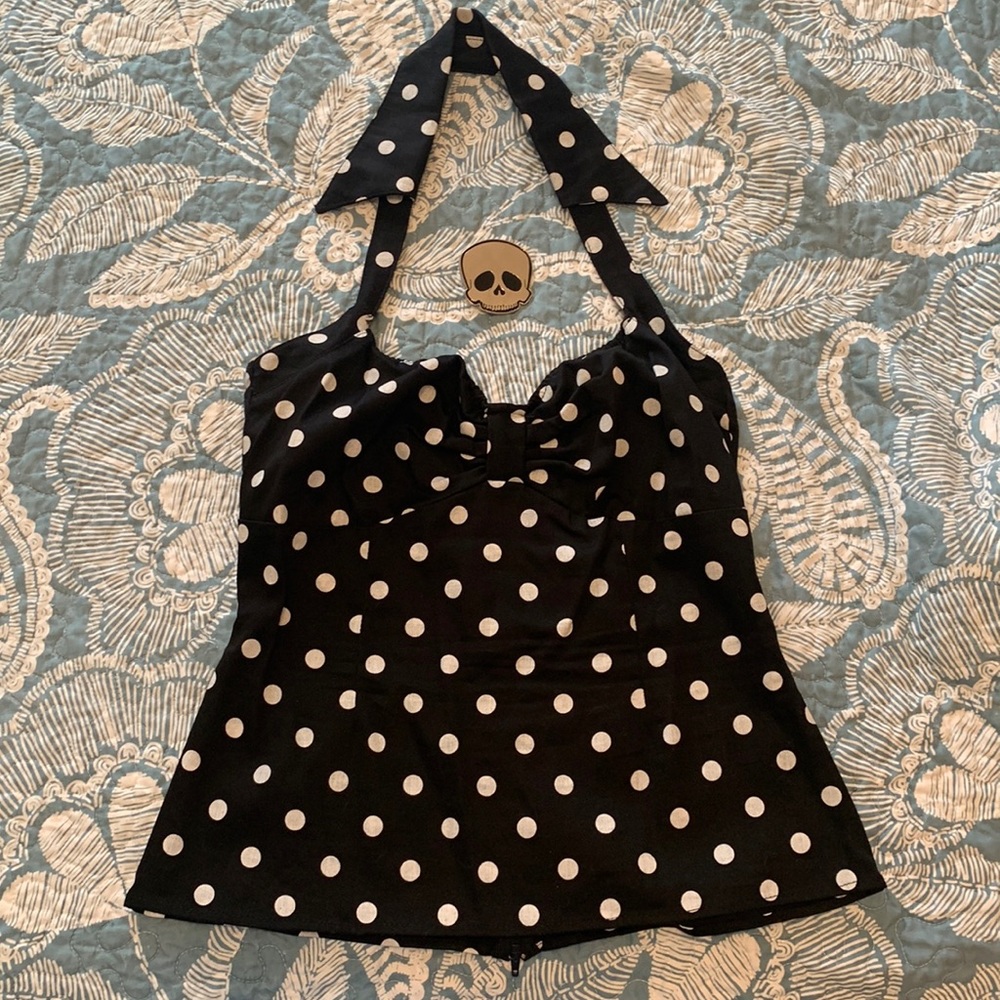 Pinup Girl Deadly Dames Polkadot Halter Top